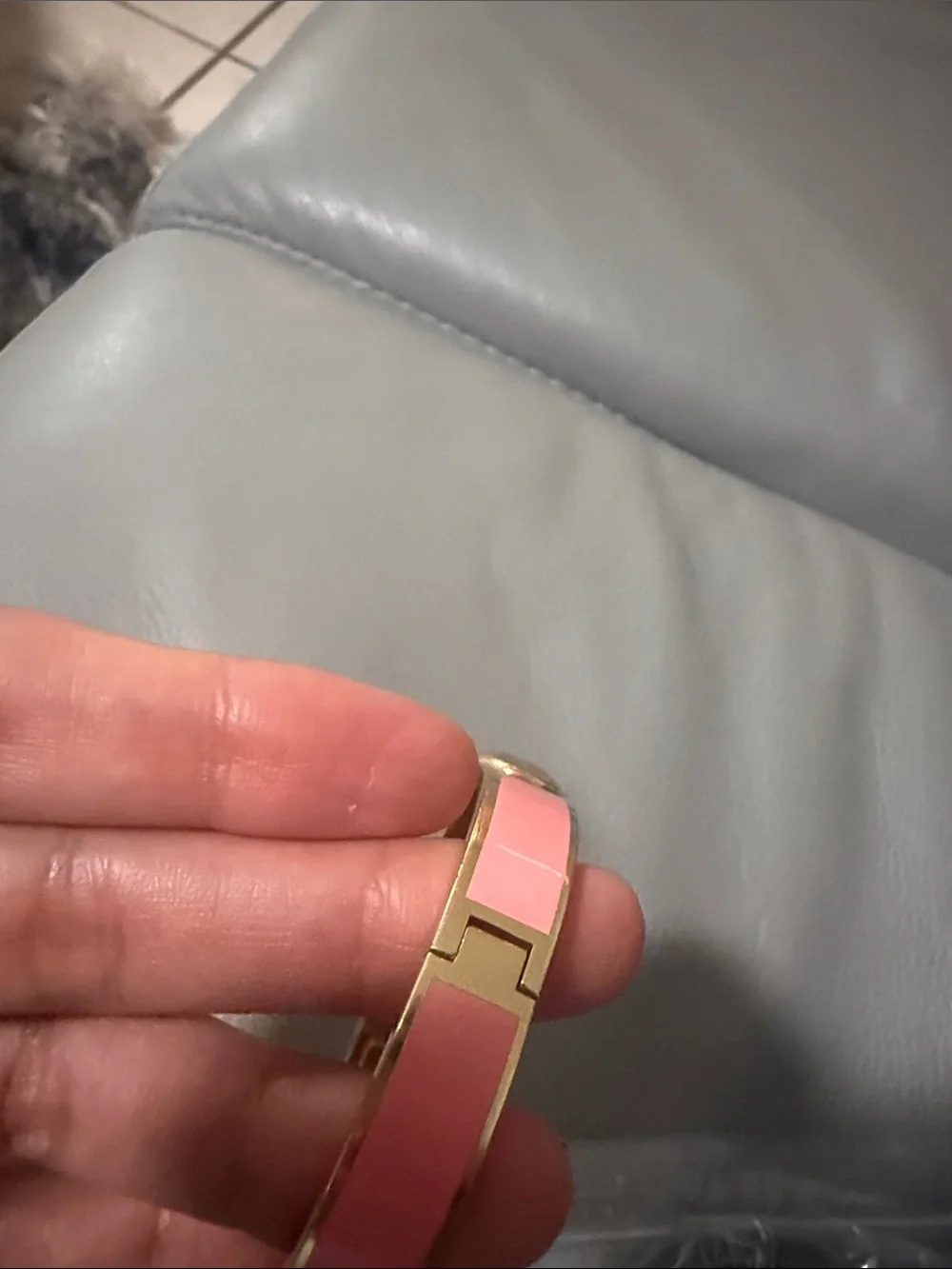 Coach Pink Leather Bracelet with Gold 'C' Accent